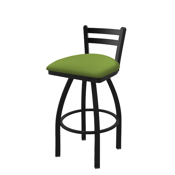 25" Low Back Swivel Counter Stool, Black Wrinkle, Canter Kiwi Green Seat